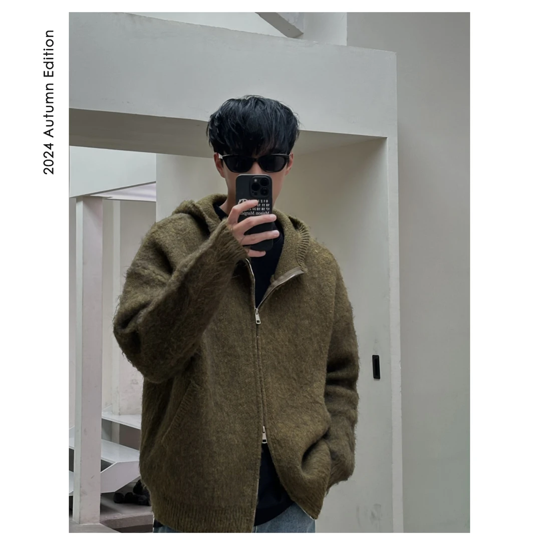 ZICHENG 秋冬 连帽双拉链设计 软糯亲肤 男士宽松简约百搭毛衣