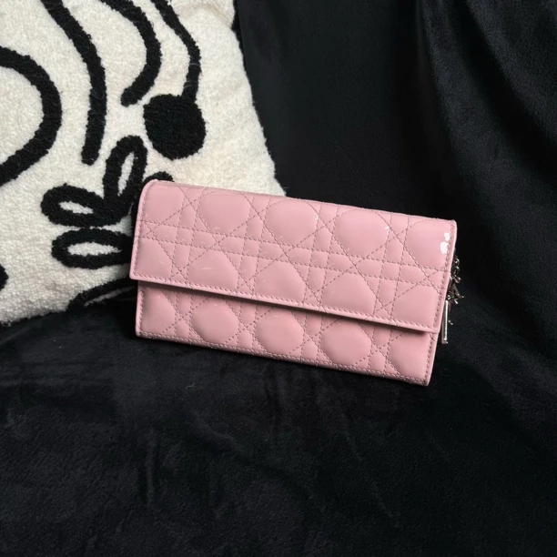 95新 DIOR/迪奥 DIOR粉色藤格纹woc斜挎包