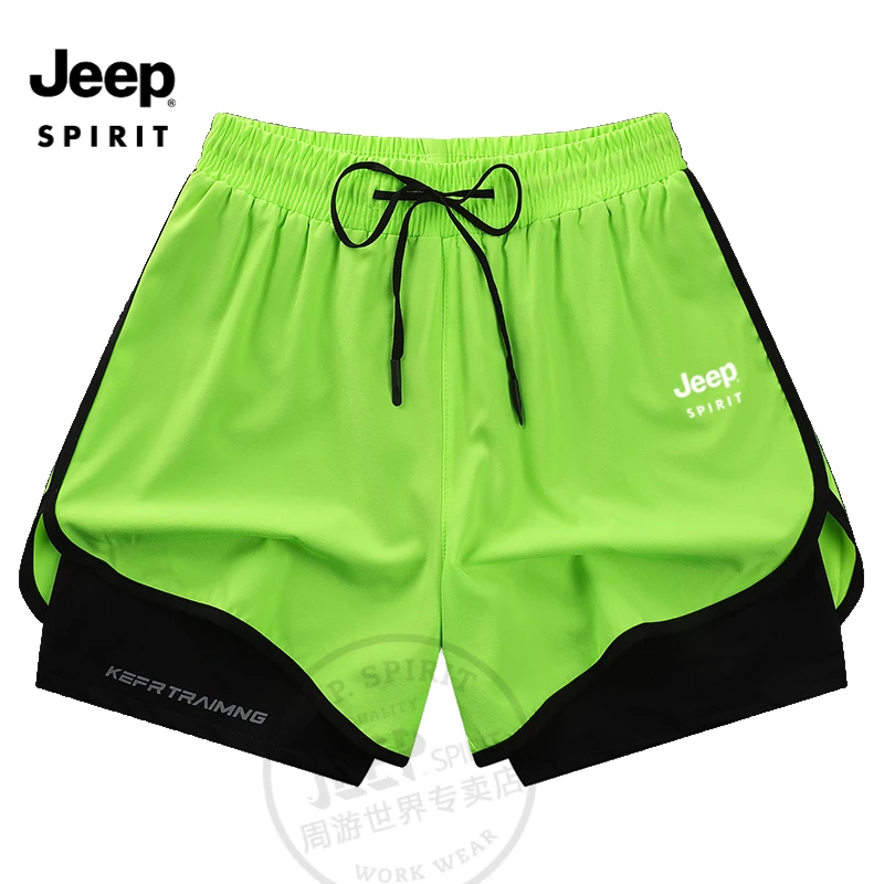 JEEPSPIRIT跑步短裤夏季冰丝速干防走光跑步男女薄款专业运动短裤
