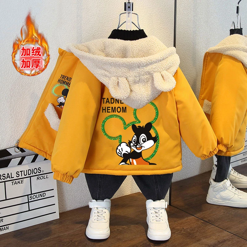 男童加绒加厚棉服冬装2025新款潮儿童装洋气冬款炸街外套秋冬连帽