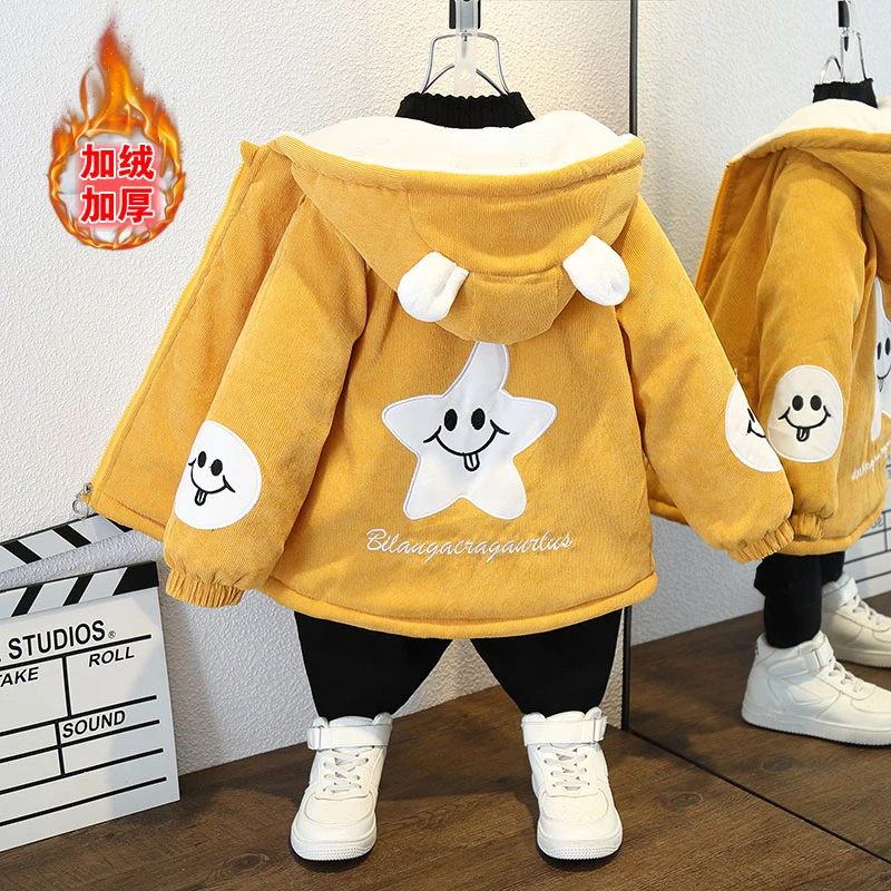 童装女童外套秋冬2025新款洋气男宝宝冬装棉衣儿童加绒加厚网红装