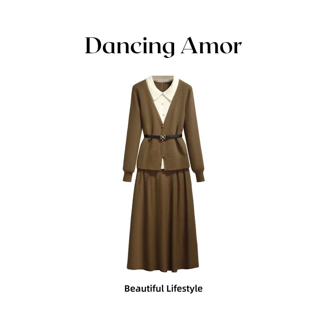 【时光静好】针织半身裙套装女秋季穿搭一整套气质小香风两件套