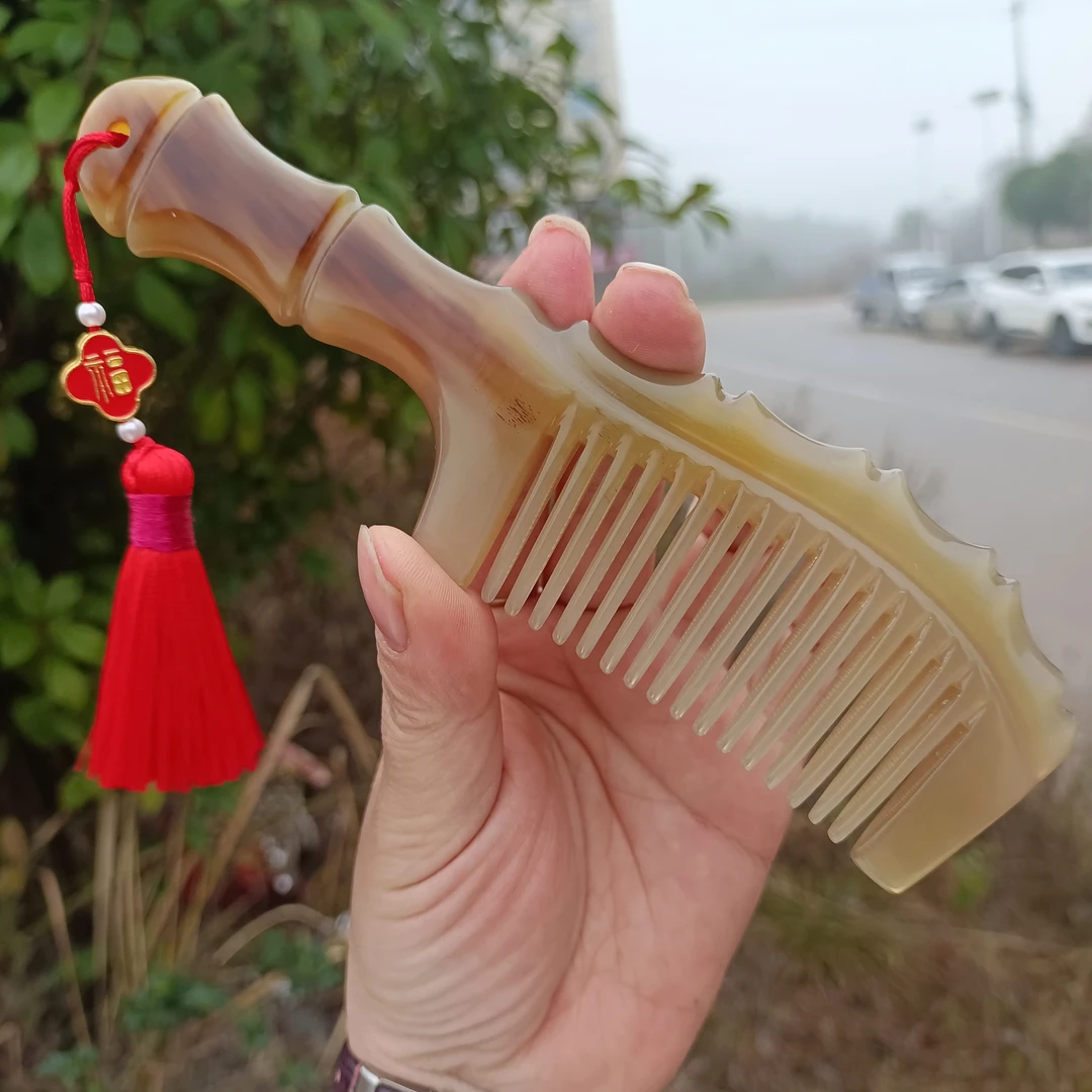 天然牛角竹节男女按摩头皮梳家用梳子加厚发梳小中号