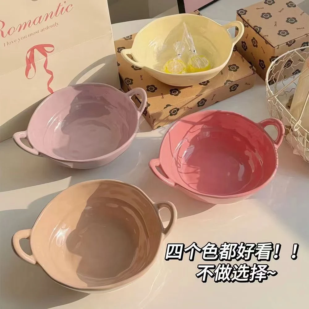 碗高颜值ins不规则餐具汤碗泡面双耳沙拉碗颜值水果陶瓷家用饭碗