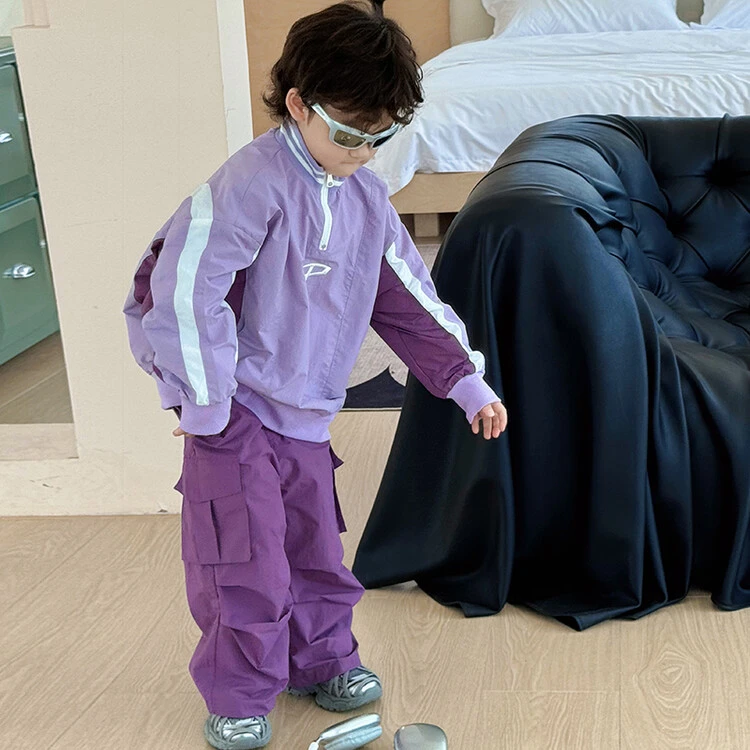 HY2496儿童运动套装2025春季新款男童韩版拼色外套中小童两件套