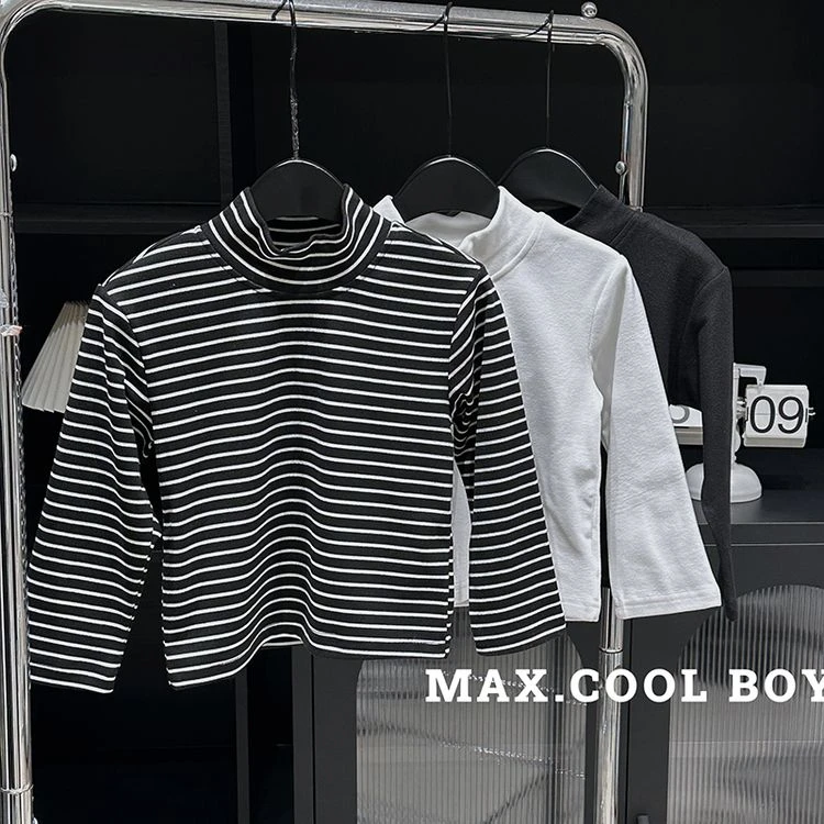 HY24103儿童德绒打底衫2024秋冬新款男童圆领加厚保暖内搭中小童