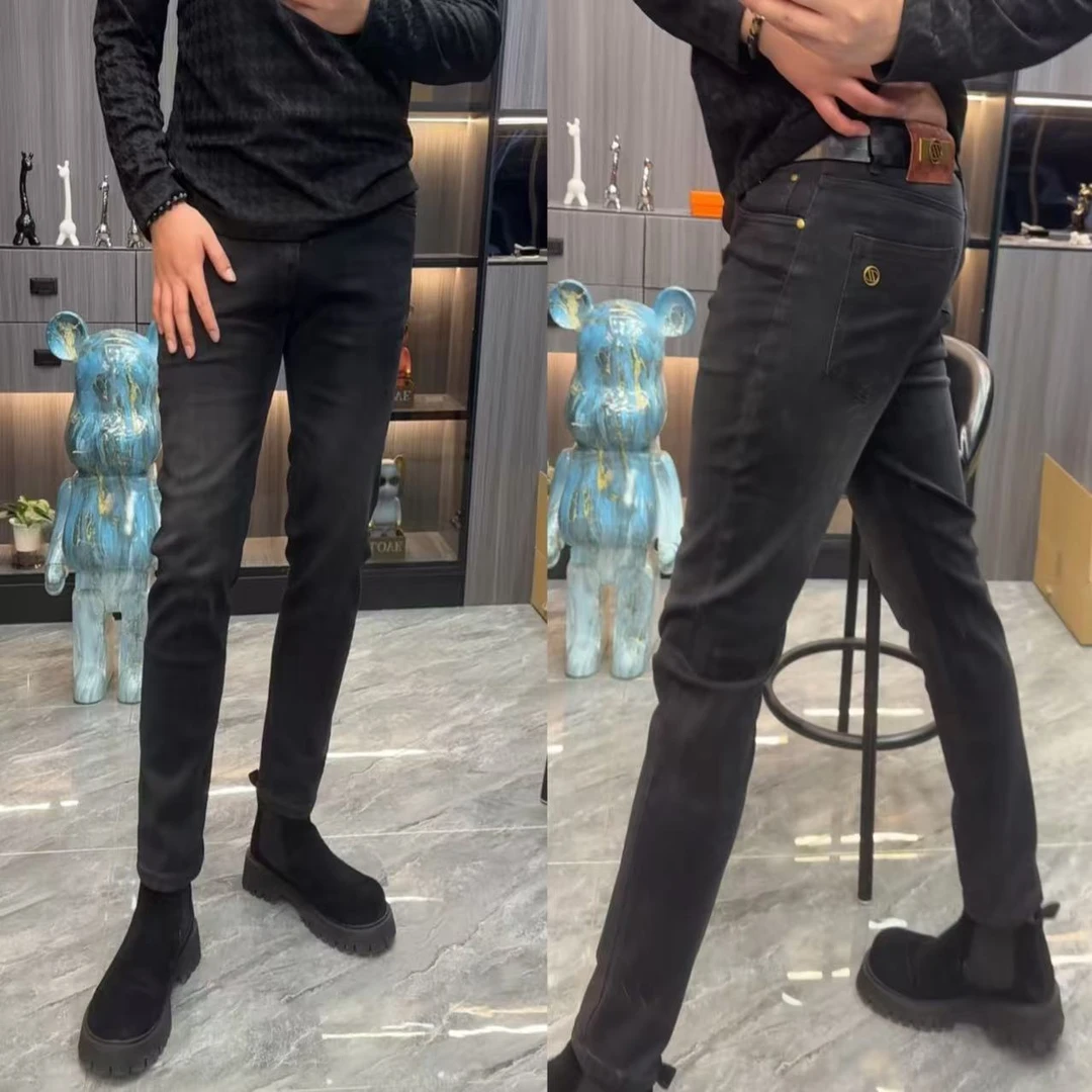 男士牛仔裤男加厚弹力小脚裤潮流休闲显瘦百搭时尚修身高弹秋冬