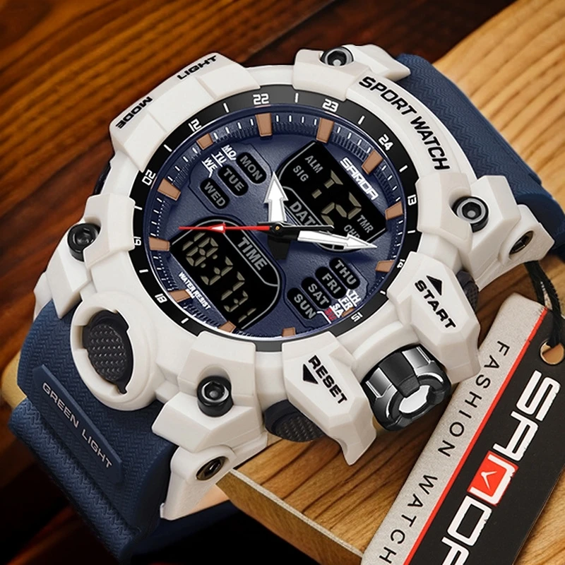 三达新款电子手表时尚潮流韩版防水防震透明手表青少年多功能男表