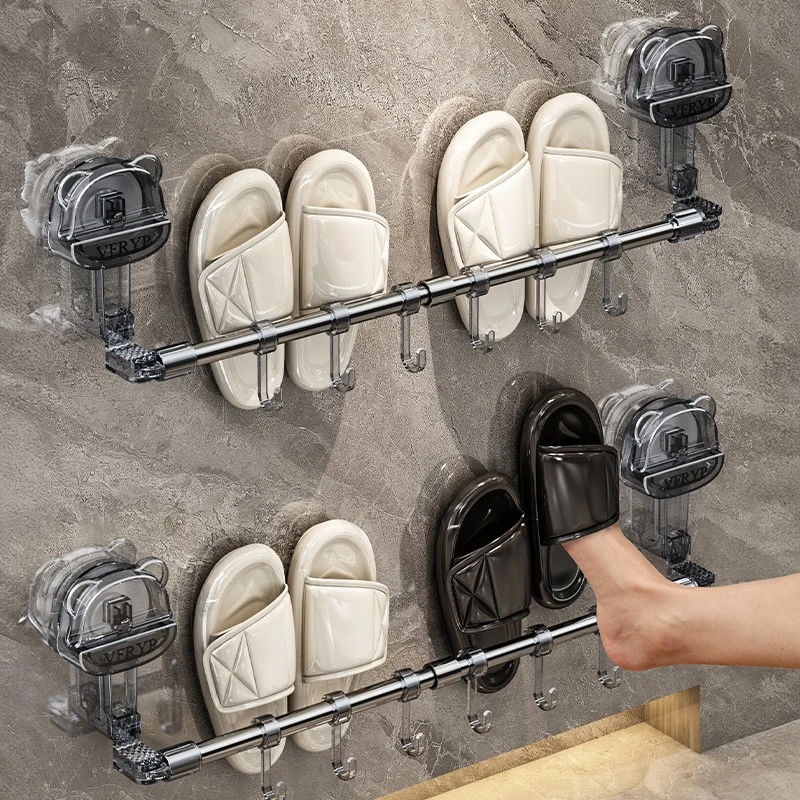 西邮哥【新疆包邮】吸盘拖鞋架浴室免打孔卫生间伸缩收纳挂架沥水架