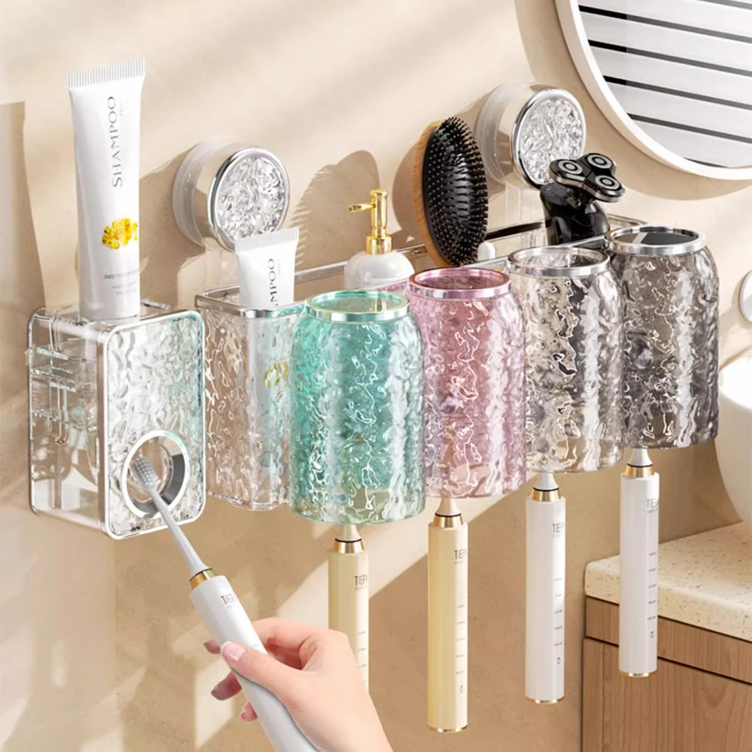 西邮哥【新疆包邮】吸盘牙刷置物架壁挂式家庭免打孔收纳洗漱口牙杯