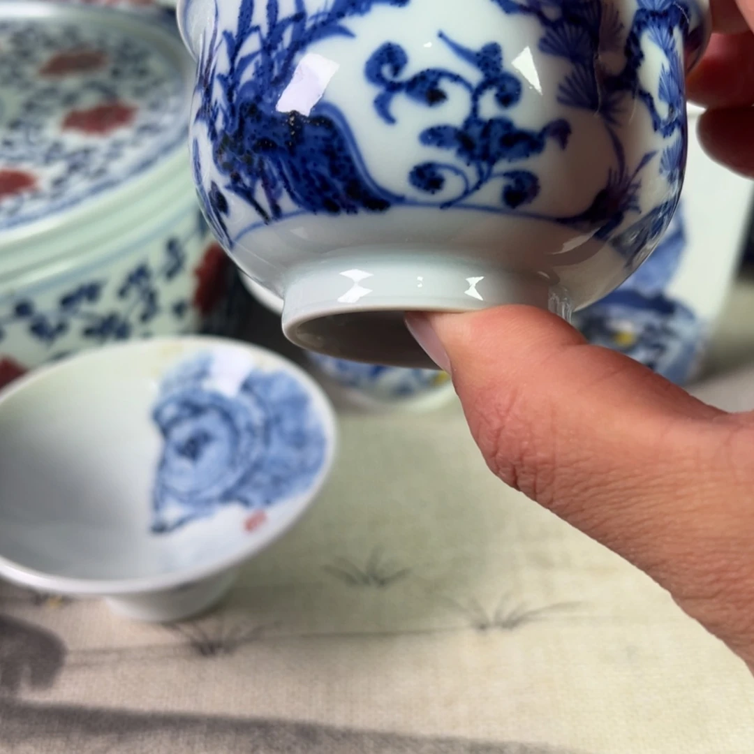 【闪购商品】瓷杯潘**山青花釉里红