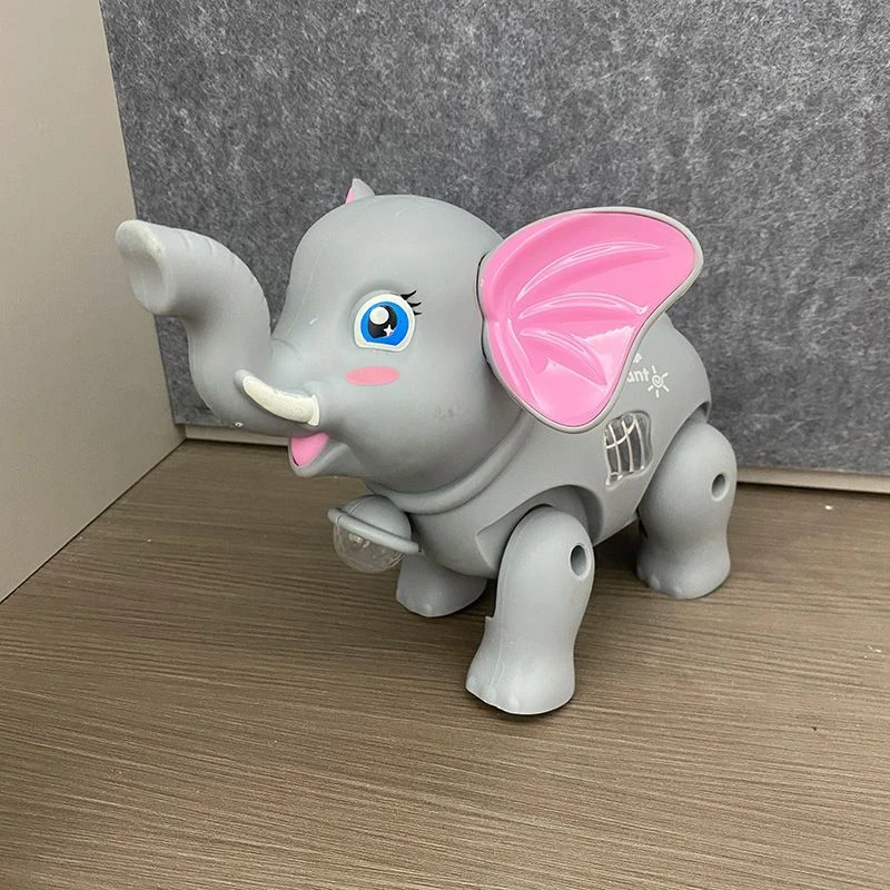 新款牵绳电动大象趣味儿童玩具灯光音乐电动走路仿真动物玩具