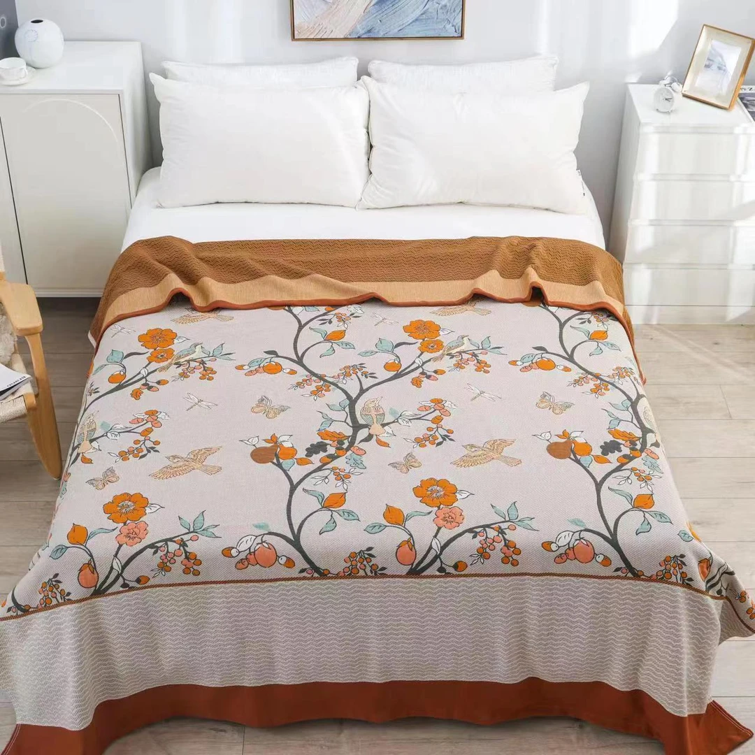 【喜上眉梢】编织款多功能多层加厚纱布床盖可铺可盖230*250