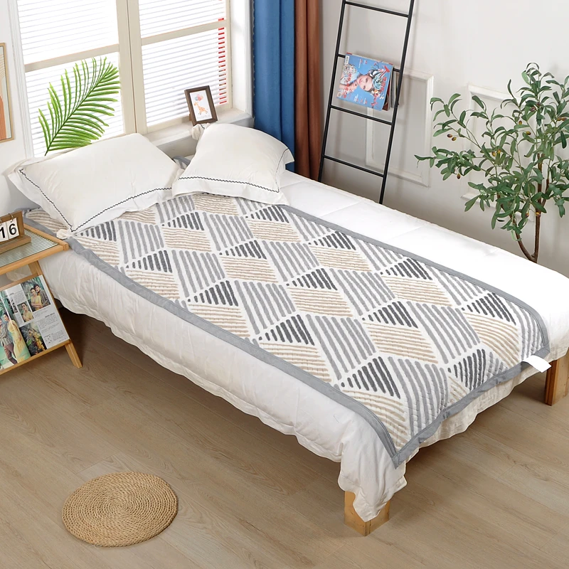 条纹90*200cm亲肤多功能可爱保暖牛奶绒加厚双面绗缝