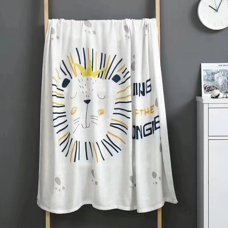 小狮子双层竹纤维抱被多功能儿童毯110*110cm