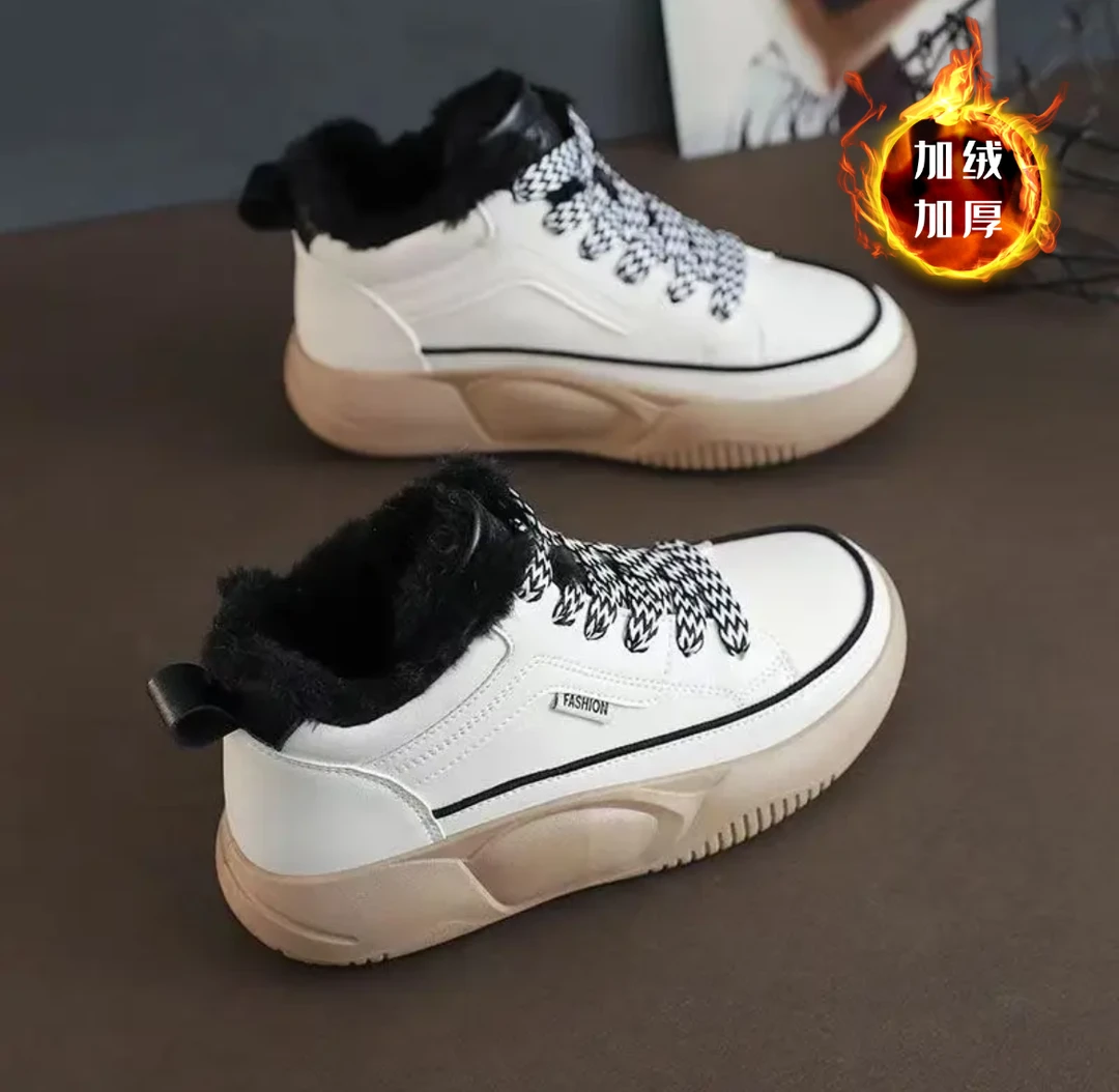 秋冬新款【加绒】女生韩版百搭高帮板鞋J05