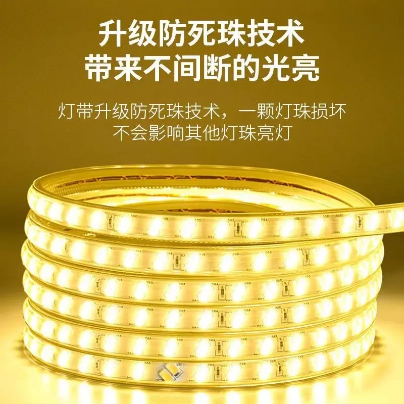 中山220v高压灯带条led三色变光灯条超亮室内客厅吊顶防水跑马灯