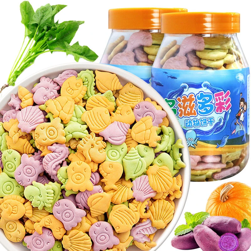 【发两罐】网红识物饼干动物蔬菜小饼干韧性饼干零食批发