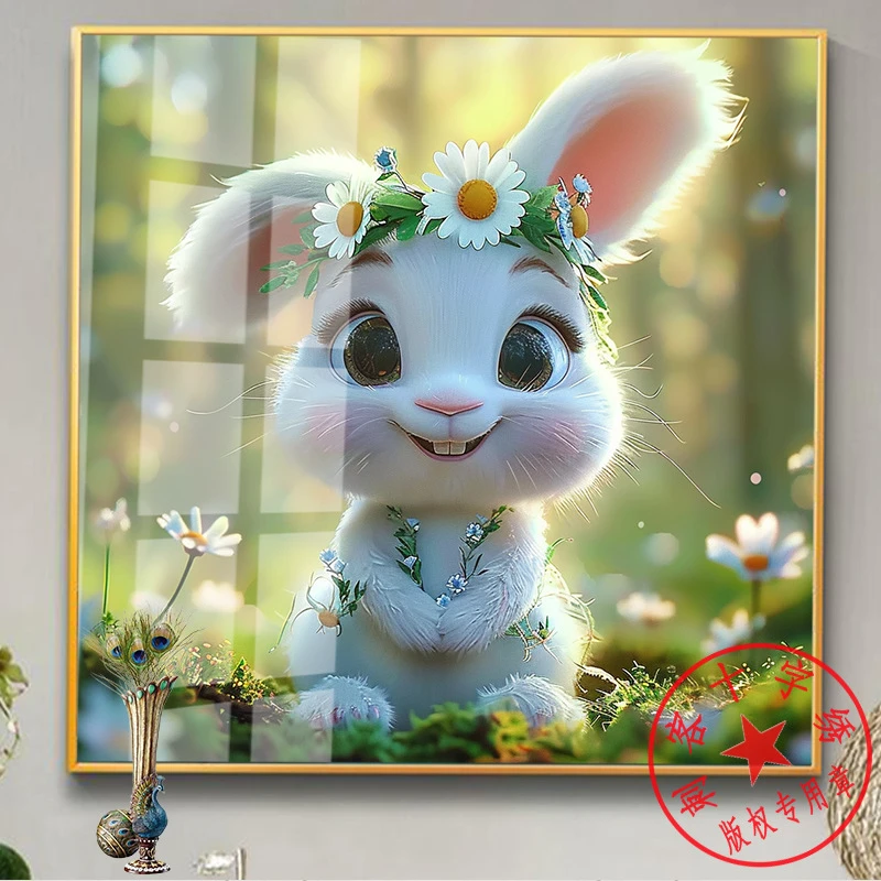 【十字绣】新款卡通生肖兔客厅卧室满绣简单手工刺绣简约小幅绣