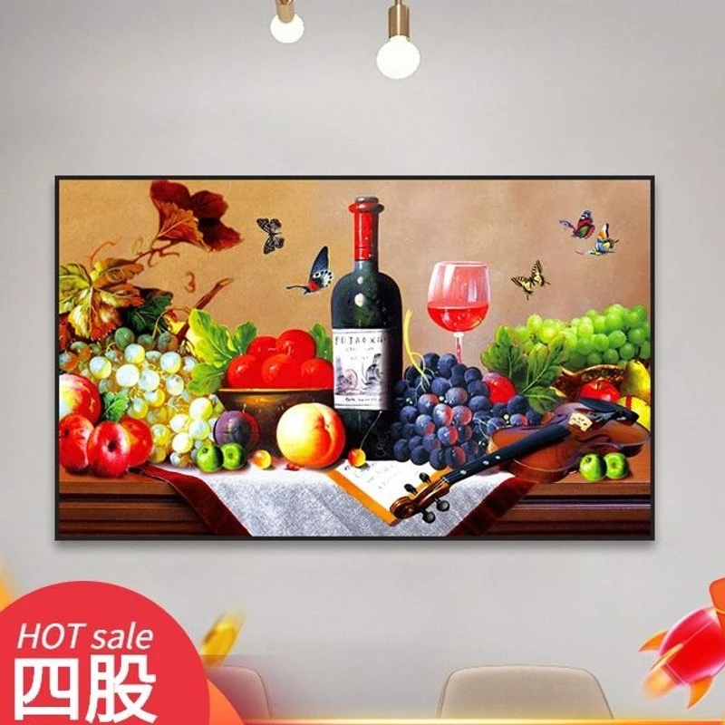 欧美兰新款刺绣十字绣四股绣红酒葡萄线绣简单小型餐厅简约现代