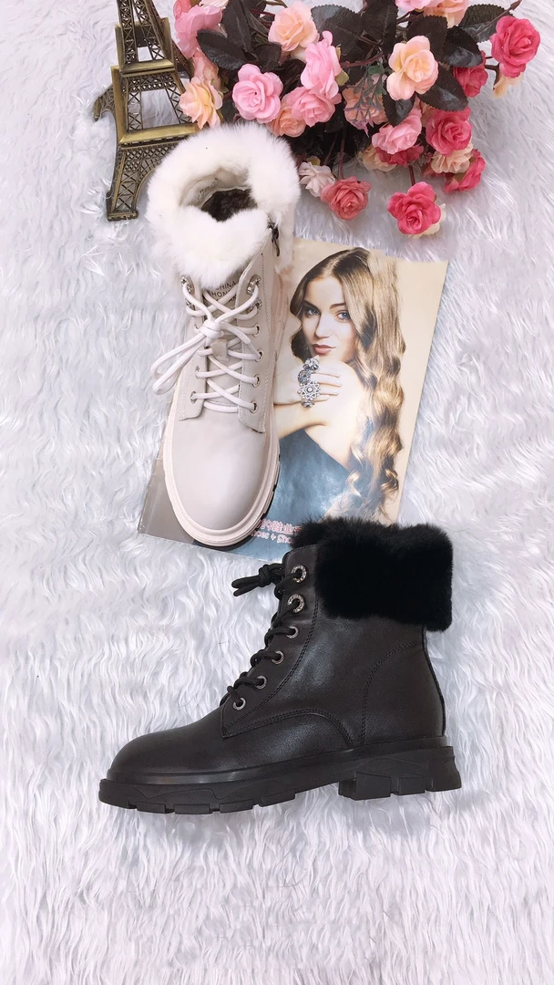 1077马丁靴棉时尚休闲百搭黑色真皮加绒英伦风秋冬