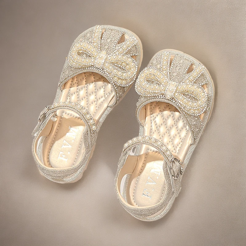 女童包头凉鞋儿童水晶鞋2024夏季新款小女孩公主鞋时尚软底防滑鞋