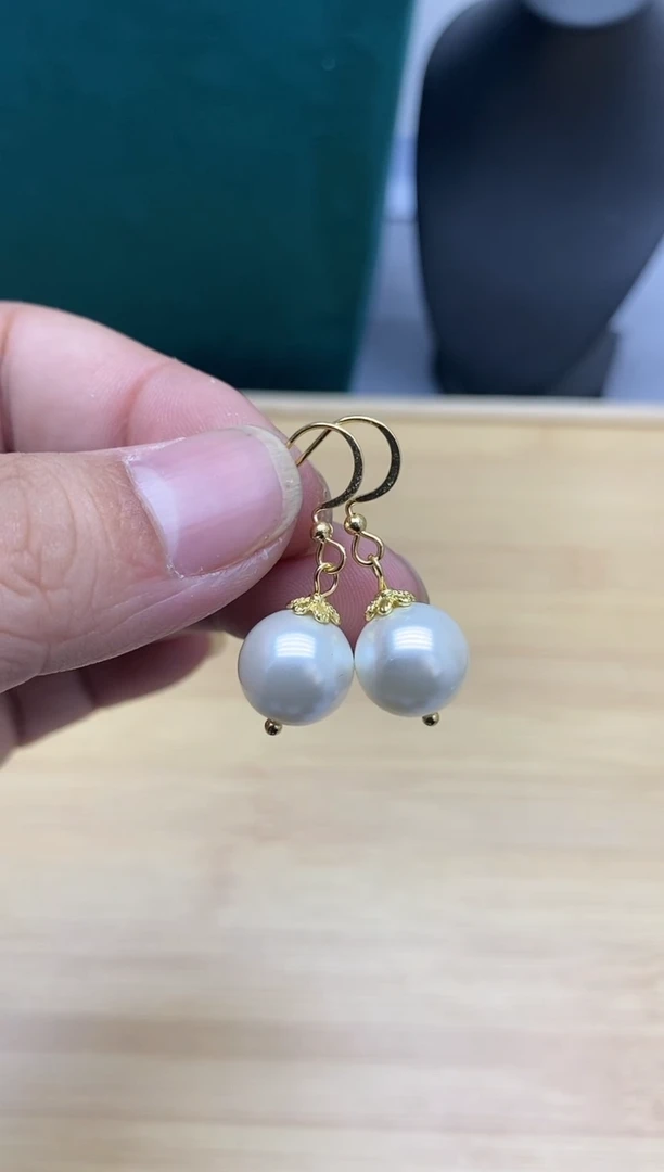 【闪购商品】淡水珍珠耳饰银S925镀金镶嵌08