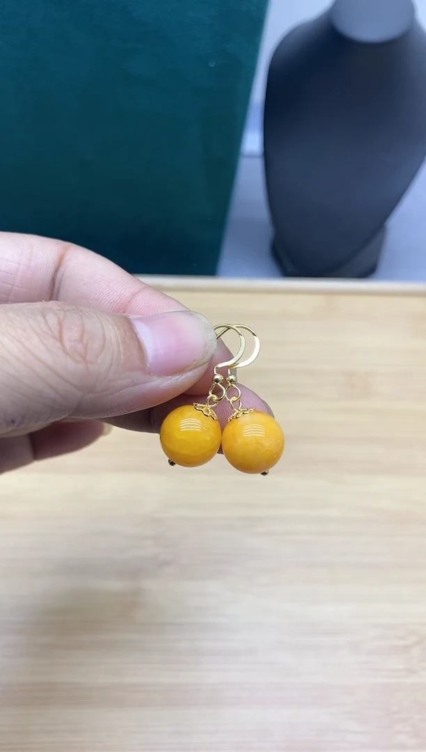 【闪购商品】翡翠耳饰银S925镀金镶嵌39