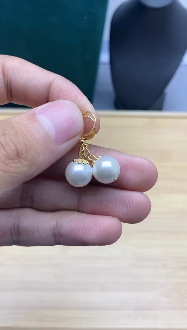 【闪购商品】淡水珍珠耳饰银S925镀金镶嵌17