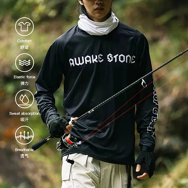 春夏款路亚钓鱼服防晒衣男款速干透气吸湿排汗休闲户外长袖运动服