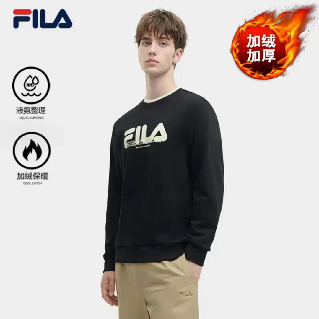 Fila/斐乐男士卫衣秋冬运动休闲百搭加绒加厚圆领上衣F11M349213F