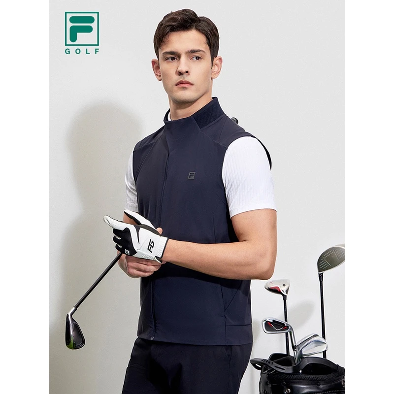 Fila/斐乐GOLF男士马甲夏季宽松立领高尔夫运动上衣A11M325502F