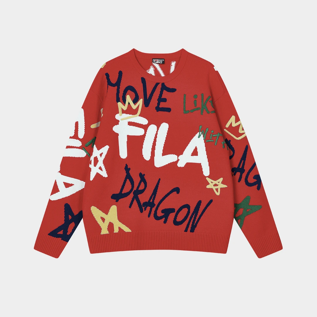 Fila/斐乐毛衣情侣款休闲百搭时尚秋冬圆领针织毛衫F11U419402F