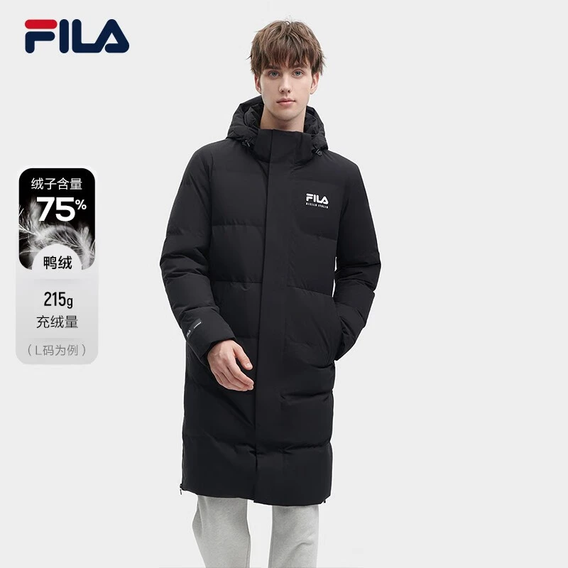 Fila/斐乐男士羽绒冬季户外休闲简约连帽长款羽绒服F11M349907F