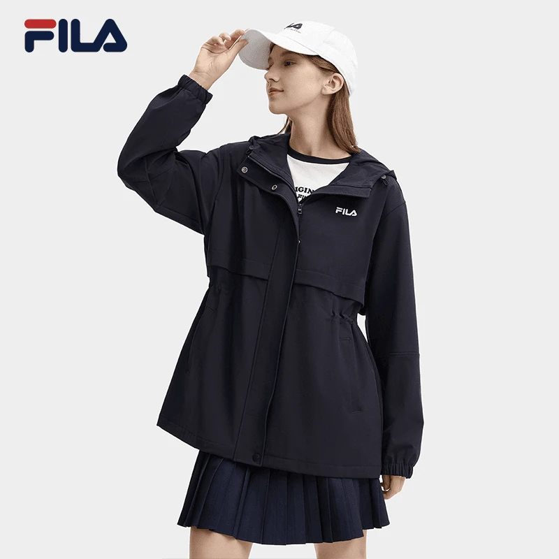 Fila/斐乐女秋季流光风【时尚抽绳风衣】宽松梭织外套F51W539799A