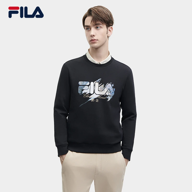 Fila/斐乐男士卫衣莫奈联名大标百搭休闲圆领长袖上衣F11M348217R