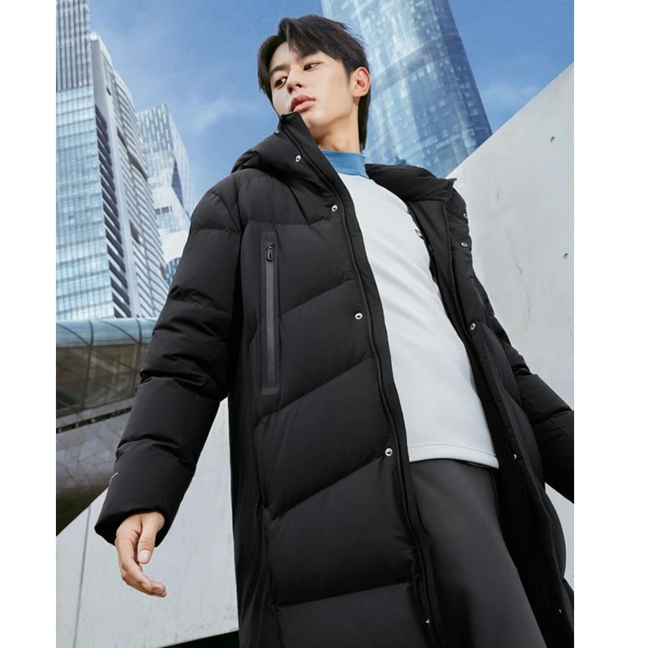 Fila/斐乐男士羽绒秋冬季健身运动连帽保暖中长款外套A11M341906F