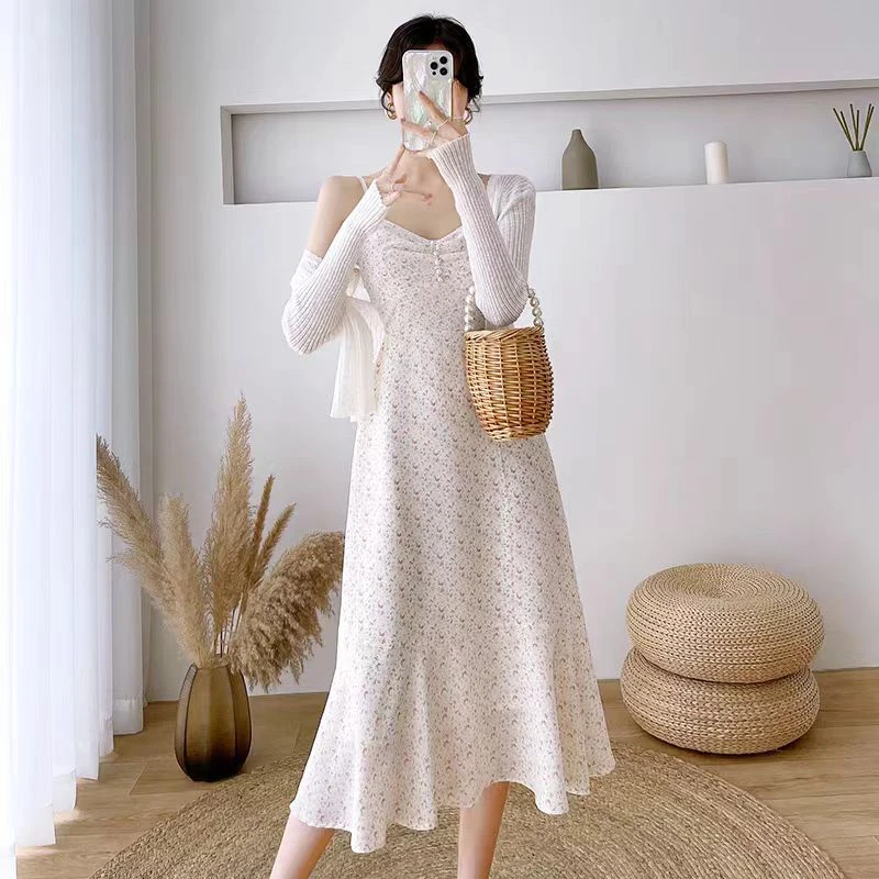 2024夏季韩版宽松法式碎花连衣裙女超仙青春显瘦小个子无袖吊带裙