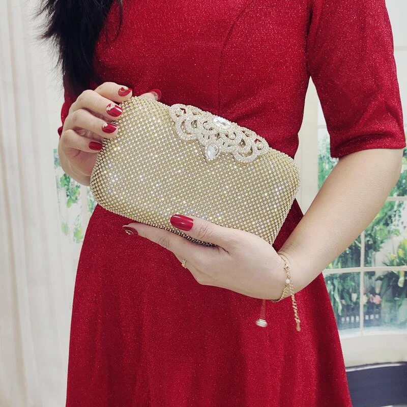晚宴手包2024新款镶钻手拿包名媛晚礼服手抓包喜婆婆婚宴旗袍包包