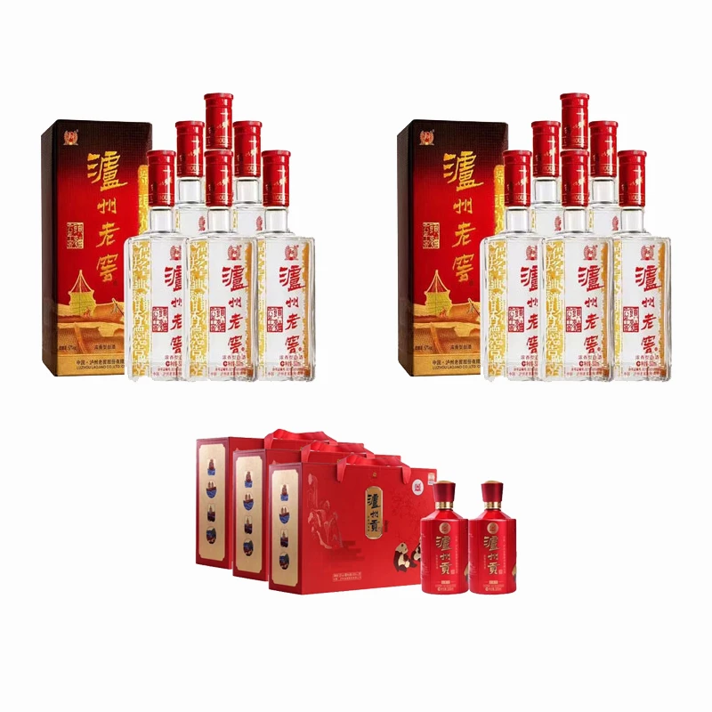 泸州老窖六年窖头曲52度500ml*12+泸州贡合家欢礼盒500ml*2*3