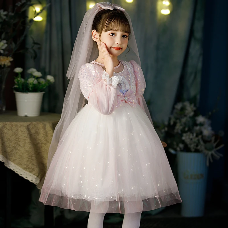 冰雪奇缘发光爱莎公主裙女童春装新款艾沙儿童裙正版生日连衣裙子