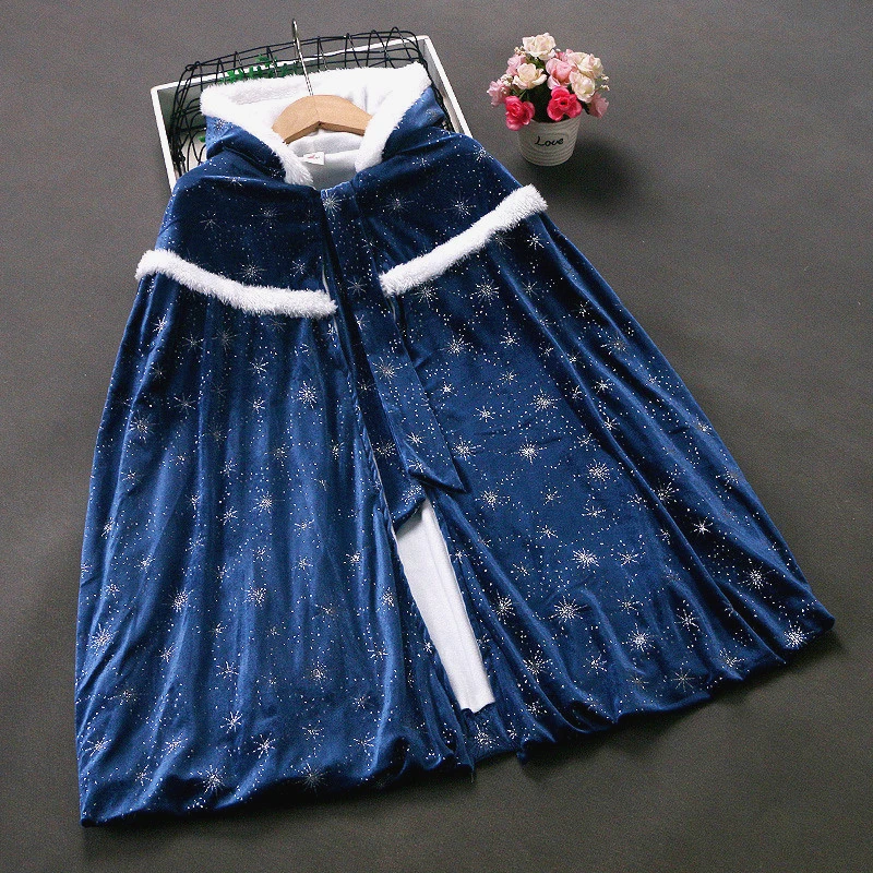 爱莎公主斗篷女童秋冬新款艾莎披风冰雪奇缘爱沙儿童冬季加绒披肩