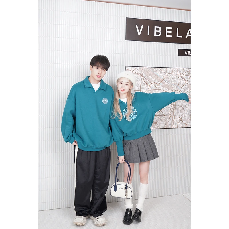 UBEX7三金七七魔法学院洋气印花卫衣加厚加绒秋冬复古情侣装女装