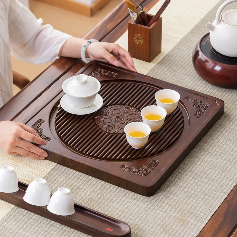 黄色【40*40*3月饼】茶盘实木家用方形干泡小茶台