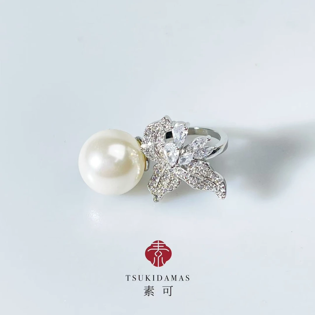 铜合金戒指 【鸢尾花园】时尚大气设计款白珠戒指TJ5