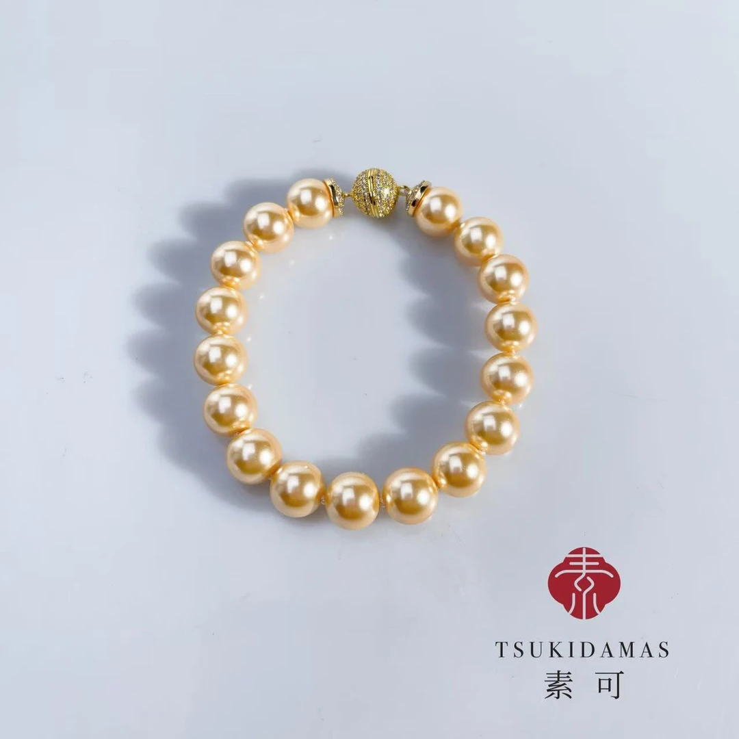 铜合金手链 【金色时光】磁吸扣设计高贵优雅约10mm金珠手链S63