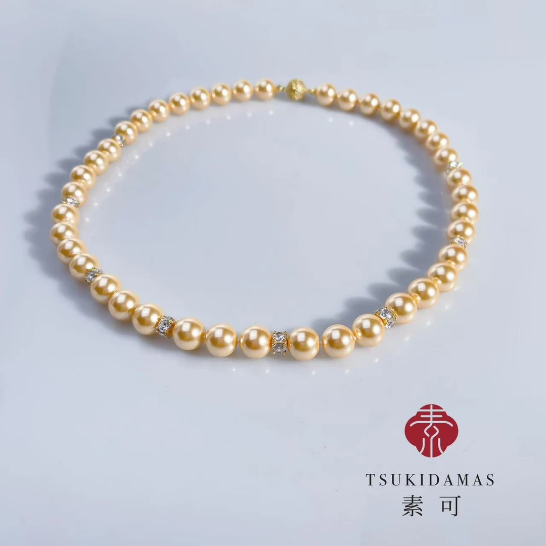 铜合金项链 【金色妮可】秋冬新款金色约10mm优雅珠珠项链X604