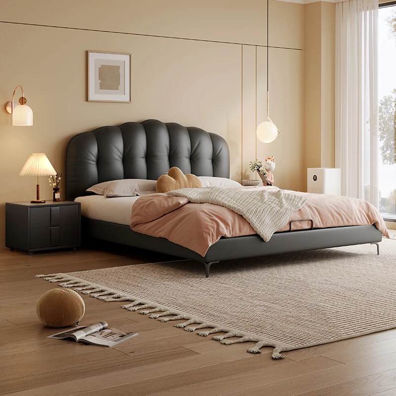现代轻奢皮艺床主卧大床现代简约双人床皮床家用婚床
