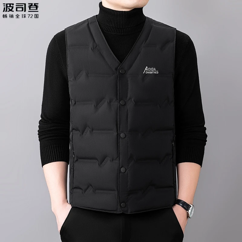 正品波司90白鸭绒冬季新款羽绒服男背心休闲轻薄保暖时尚马甲外套