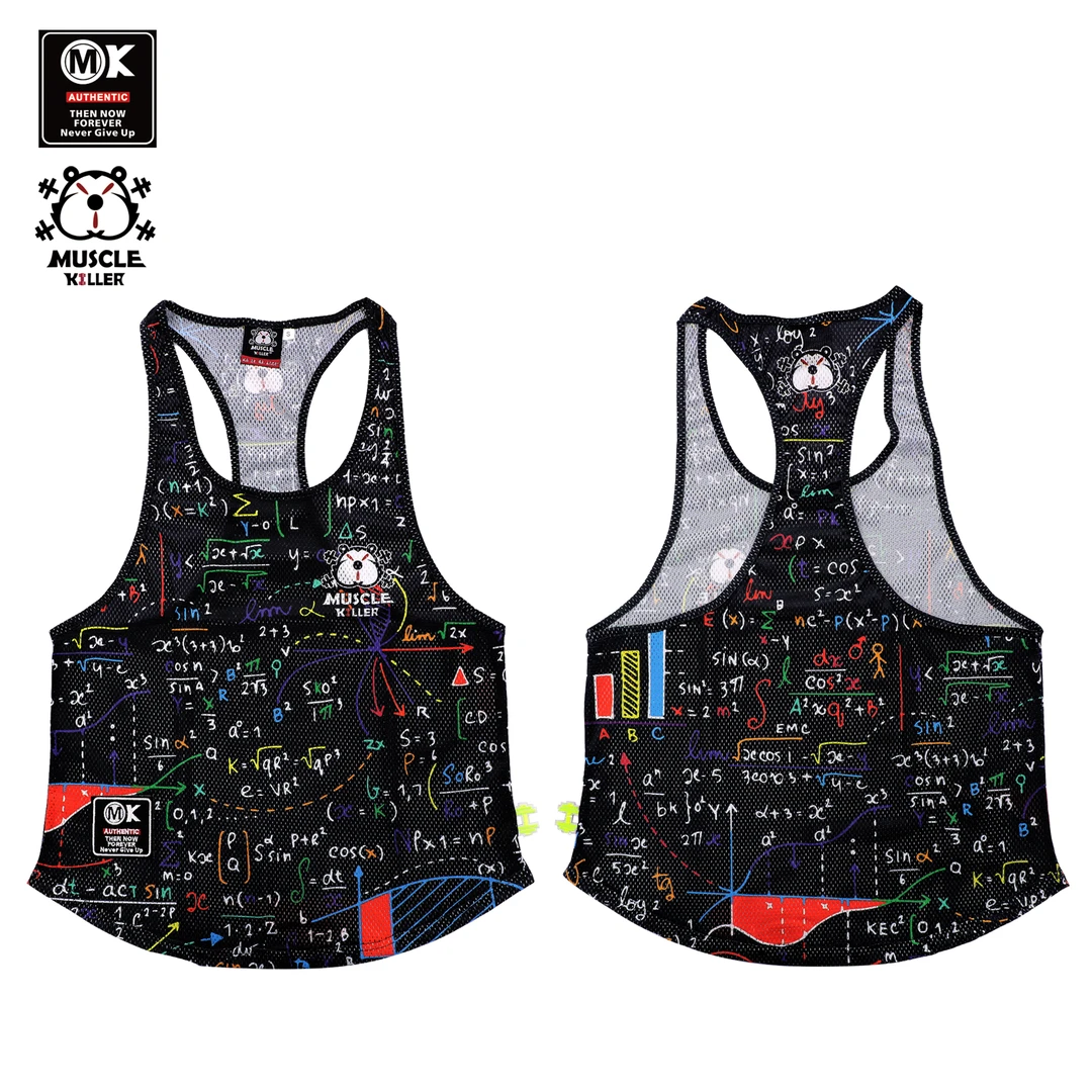 MK肌肉力量线条字母训练运动跑步健身房力量休闲跑步半袖工字背心